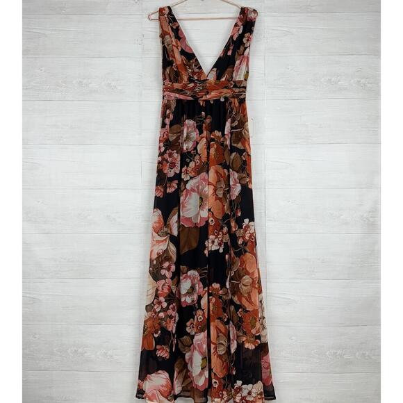 NWT Lulus Garden Meandering Maxi Dress Size S Deep V-Neck Black Floral Romantic - Picture 13 of 14